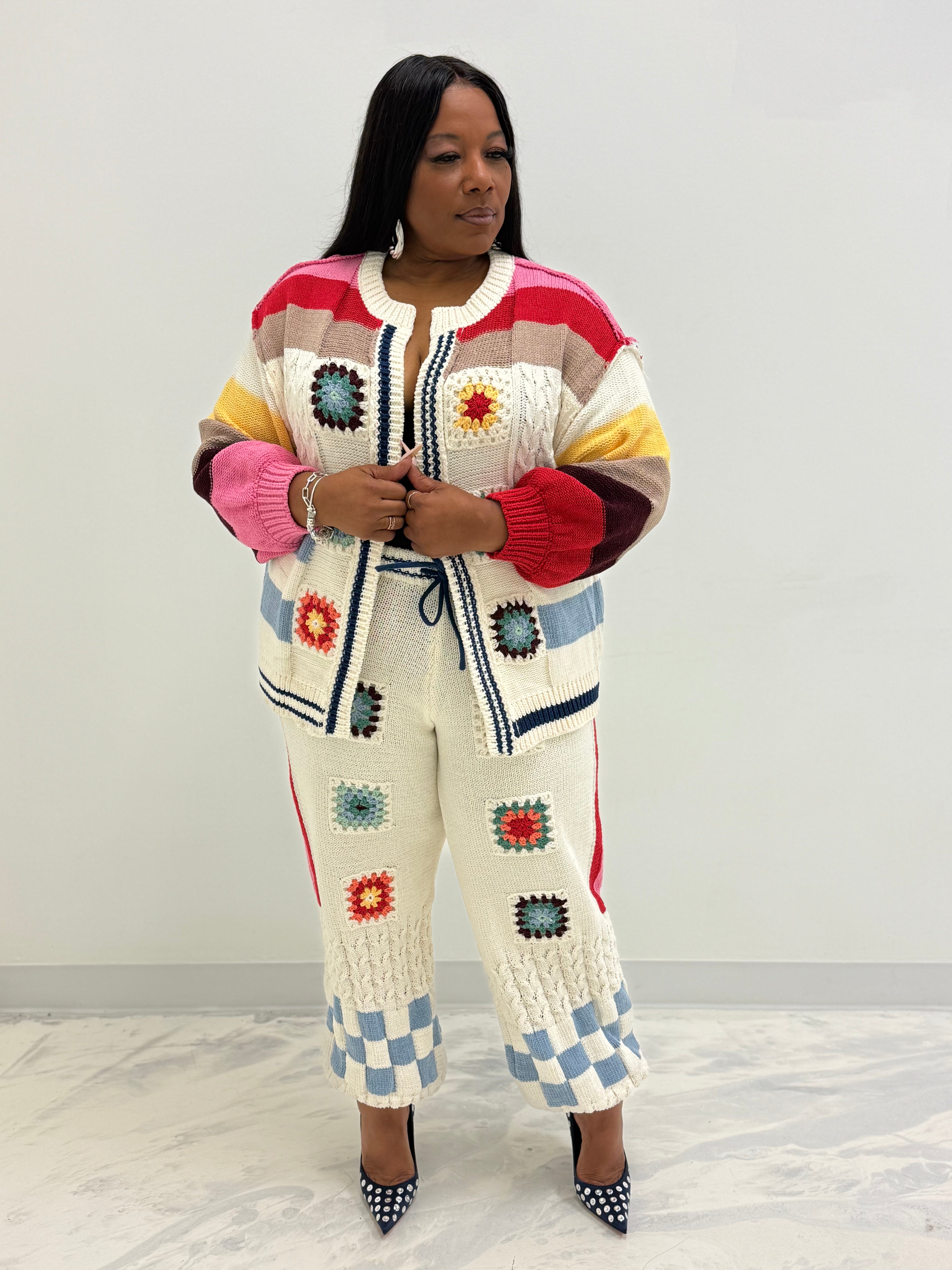 HER Oversized Knit Multi Colored Pants