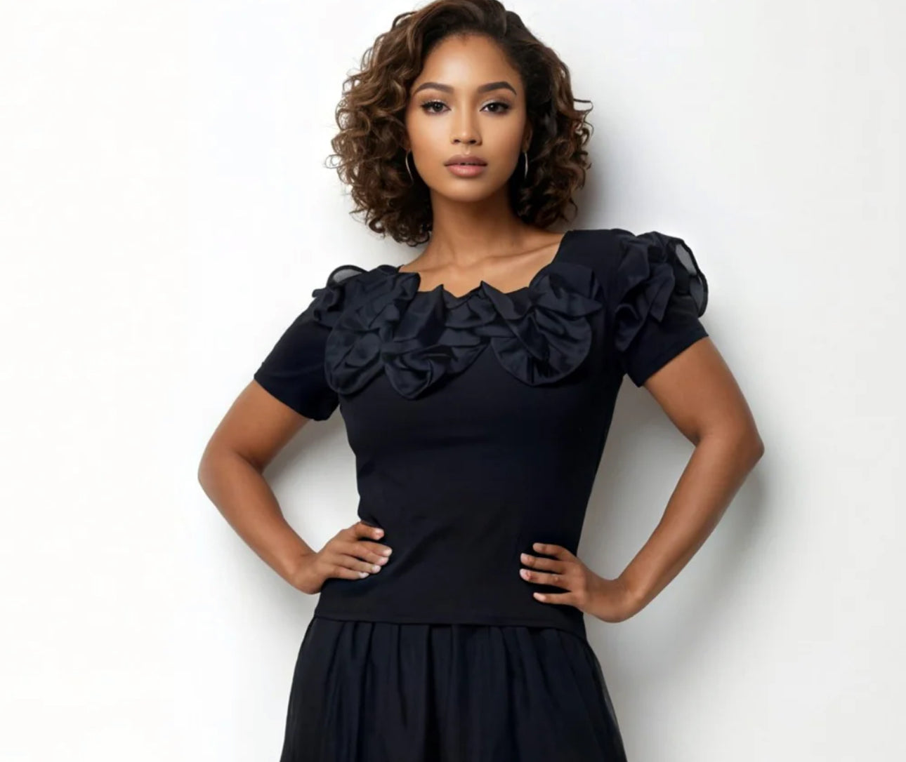 HER Black Ruffle Top