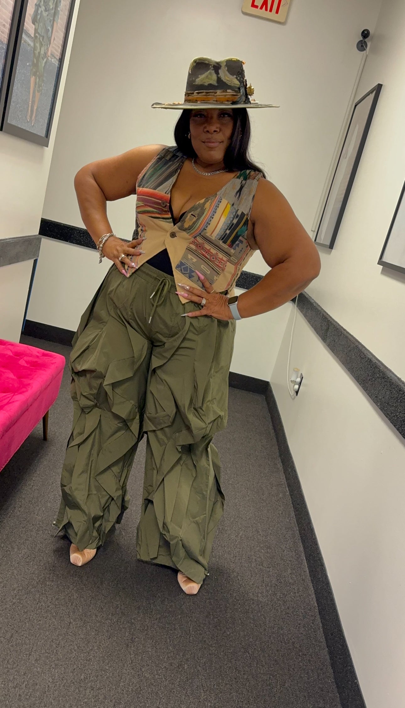 HER Olive Ruffle Drawstring Joggers