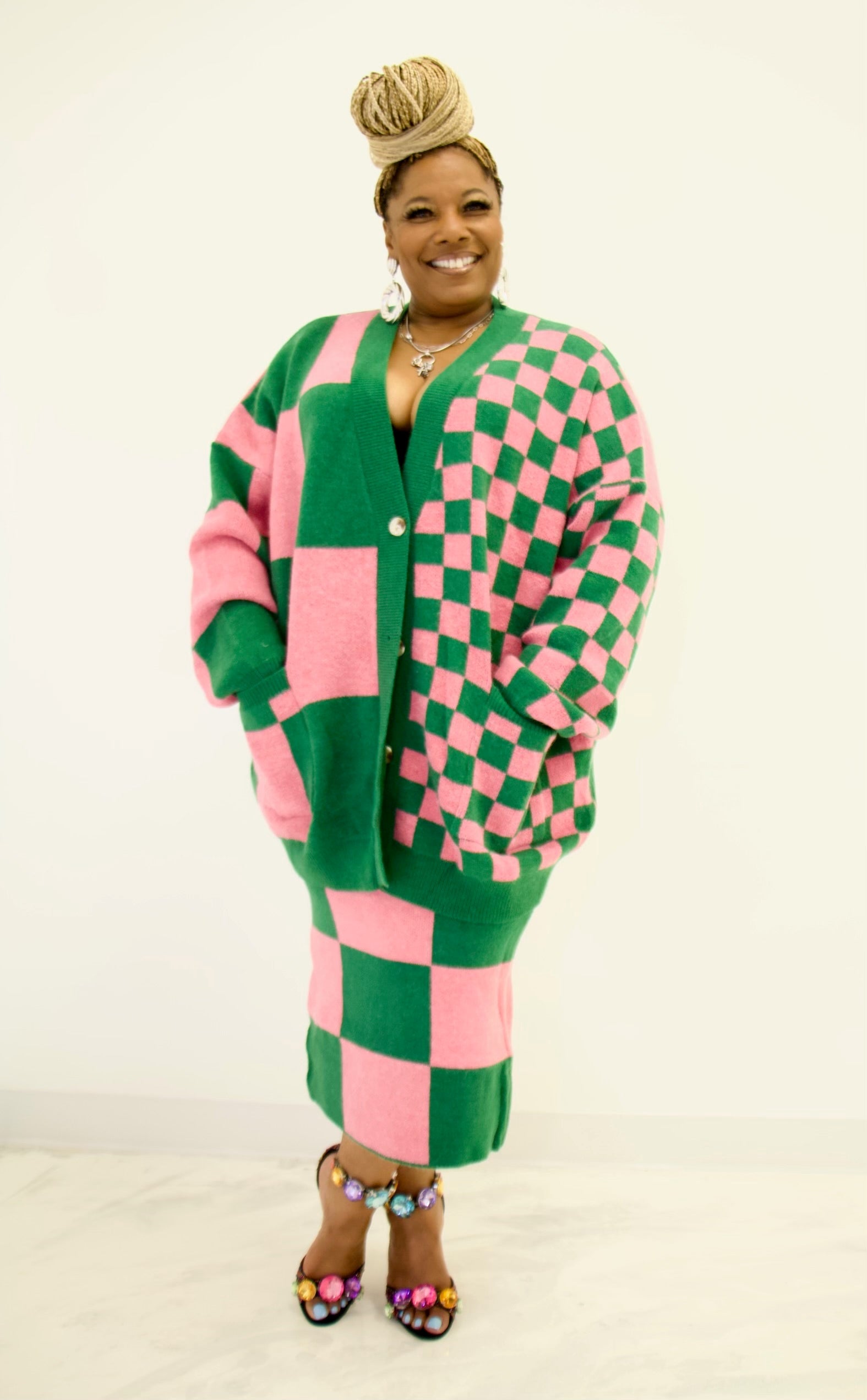 HER Pink and Green Skirt Set