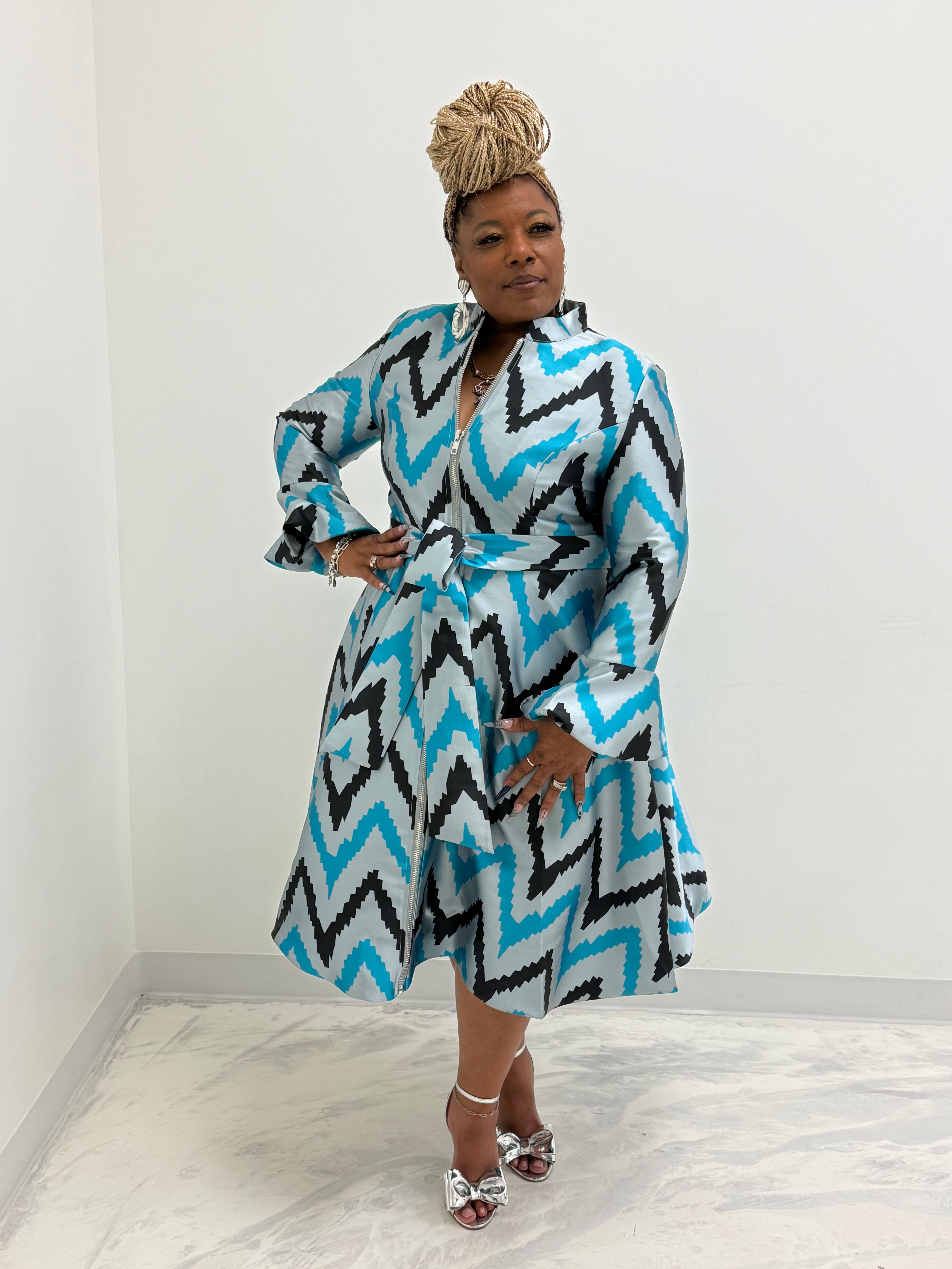 HER Teal/Silver/Black Dress