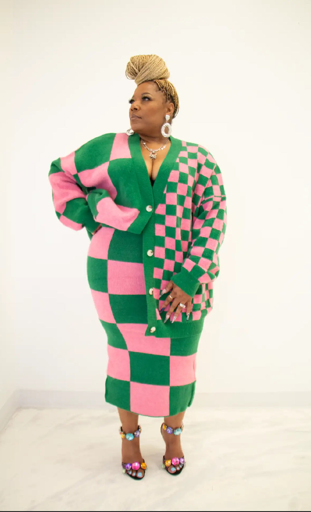 HER Pink and Green Skirt Set