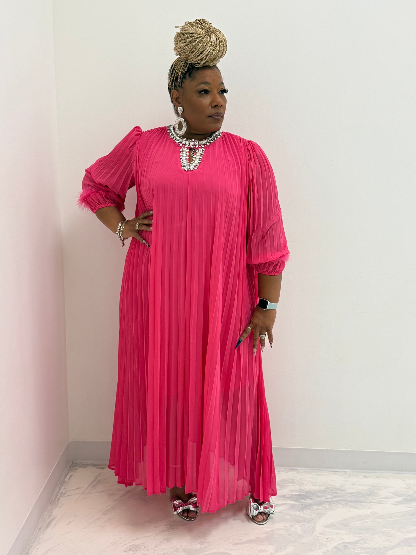 warehouse pink pleated dress warehouse pink pleated dress