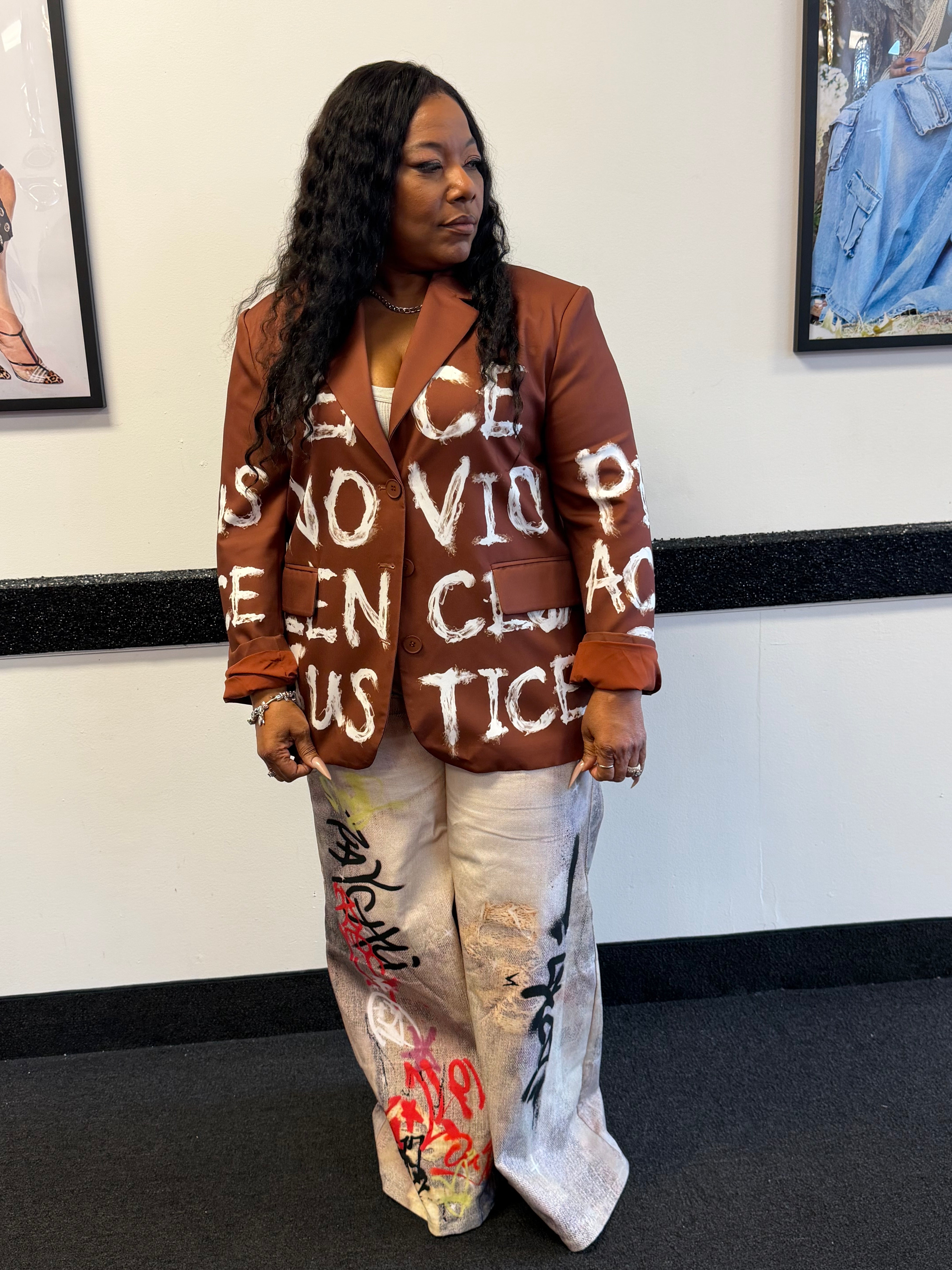 HER Brown Peace, Love & Justice Blazer