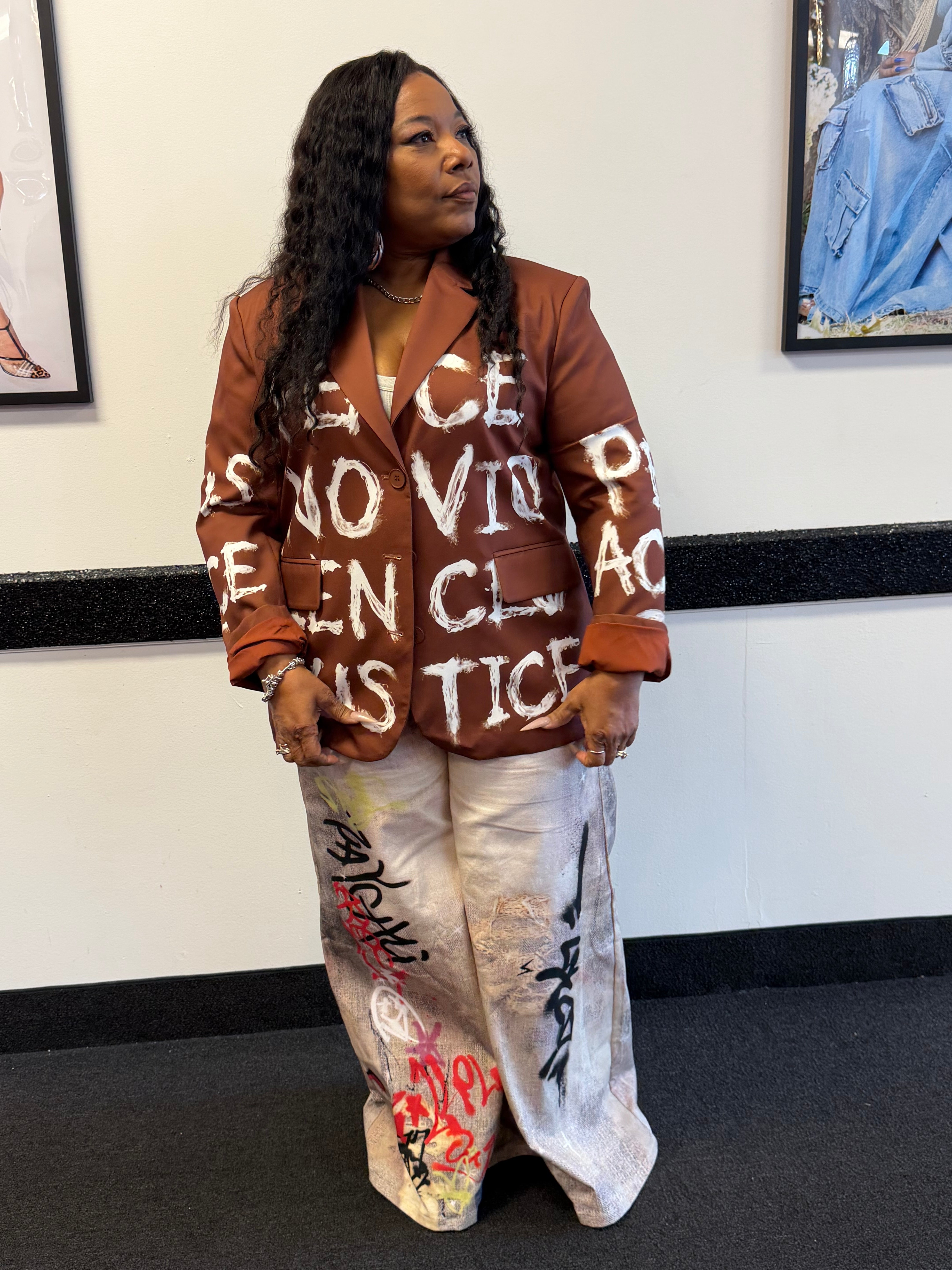 HER Brown Peace, Love & Justice Blazer