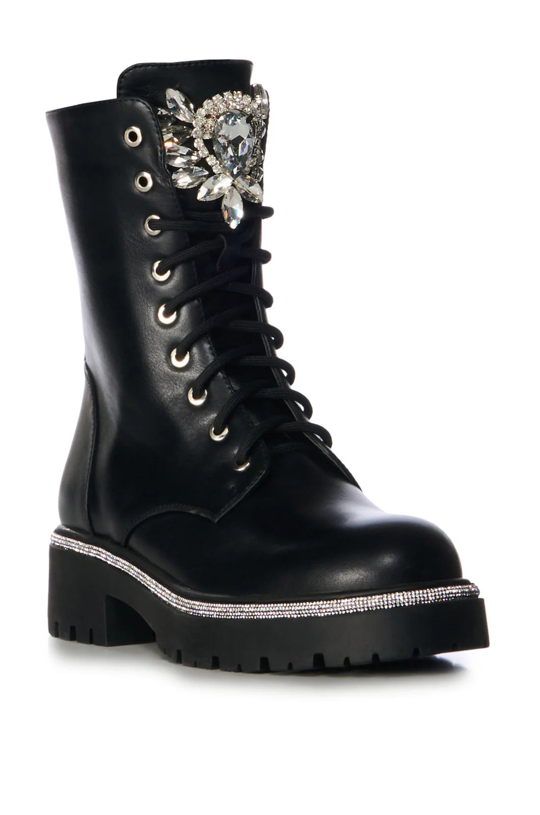 HER Black Crystal/RhinestoneCombat Boot