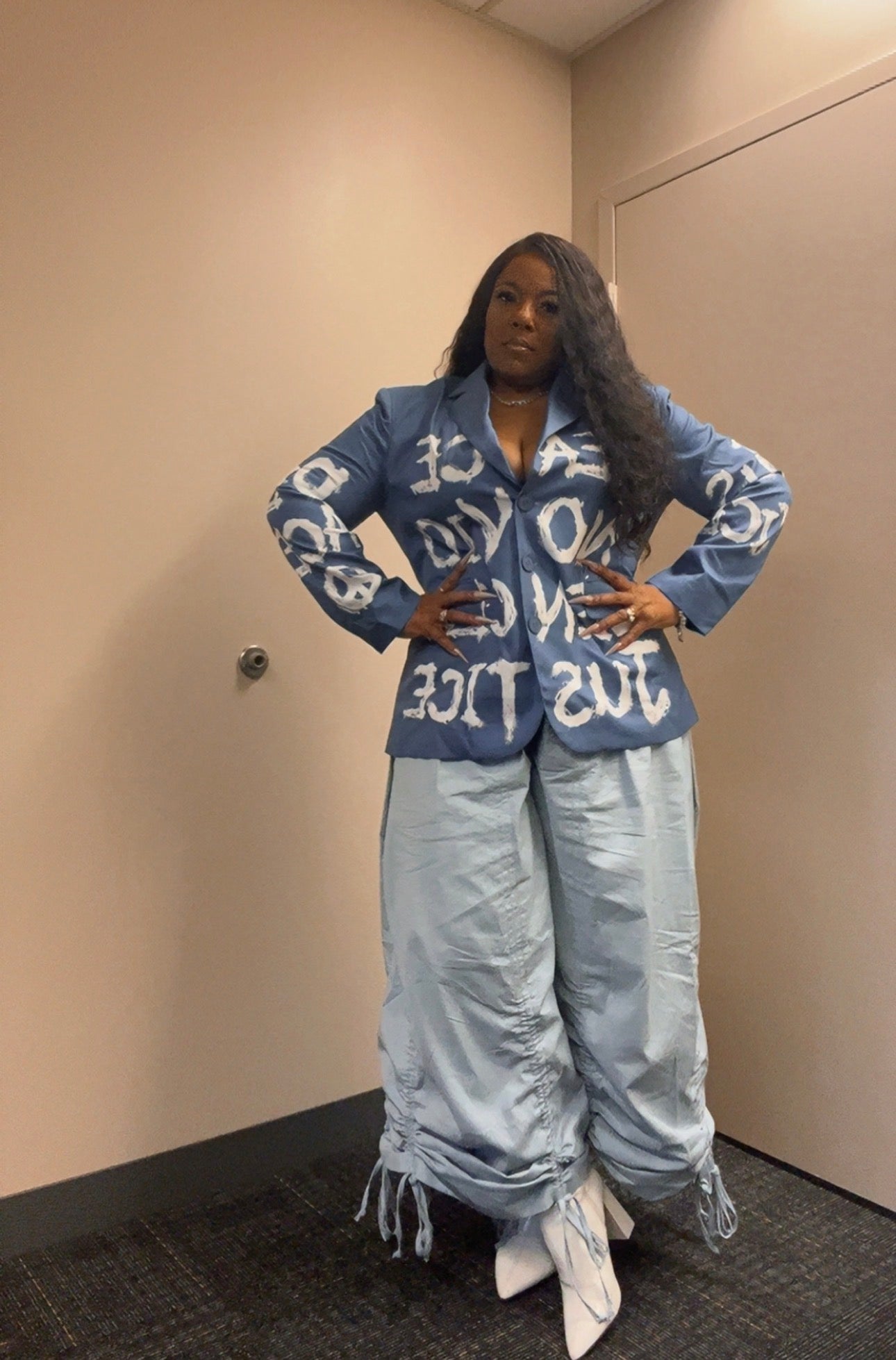 HER Peace, Love & Justice Blazer | Denim Blue