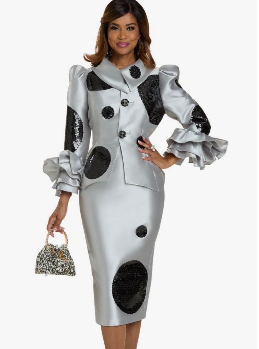 HER Platinum Grey Skirt Set