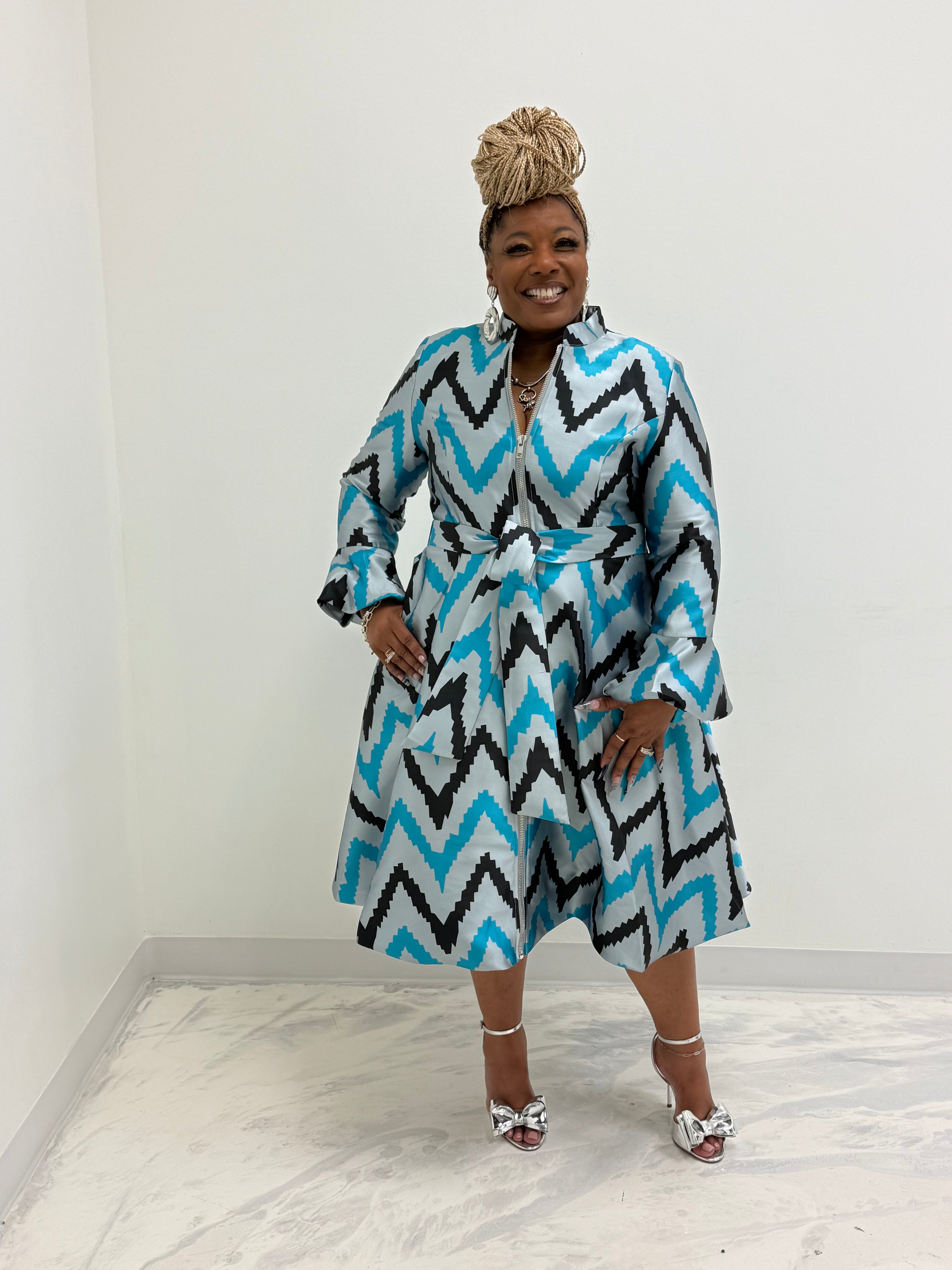 HER Teal/Silver/Black Dress