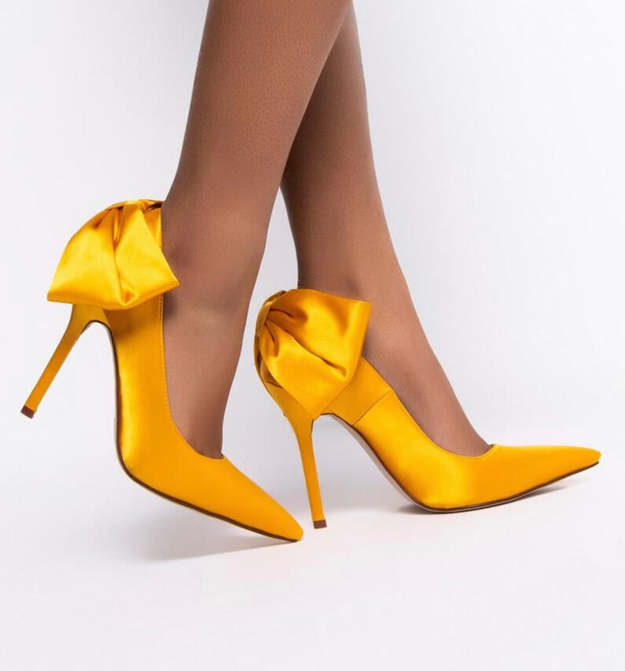 HER Sunflower Gold Satin Pump with Bow
