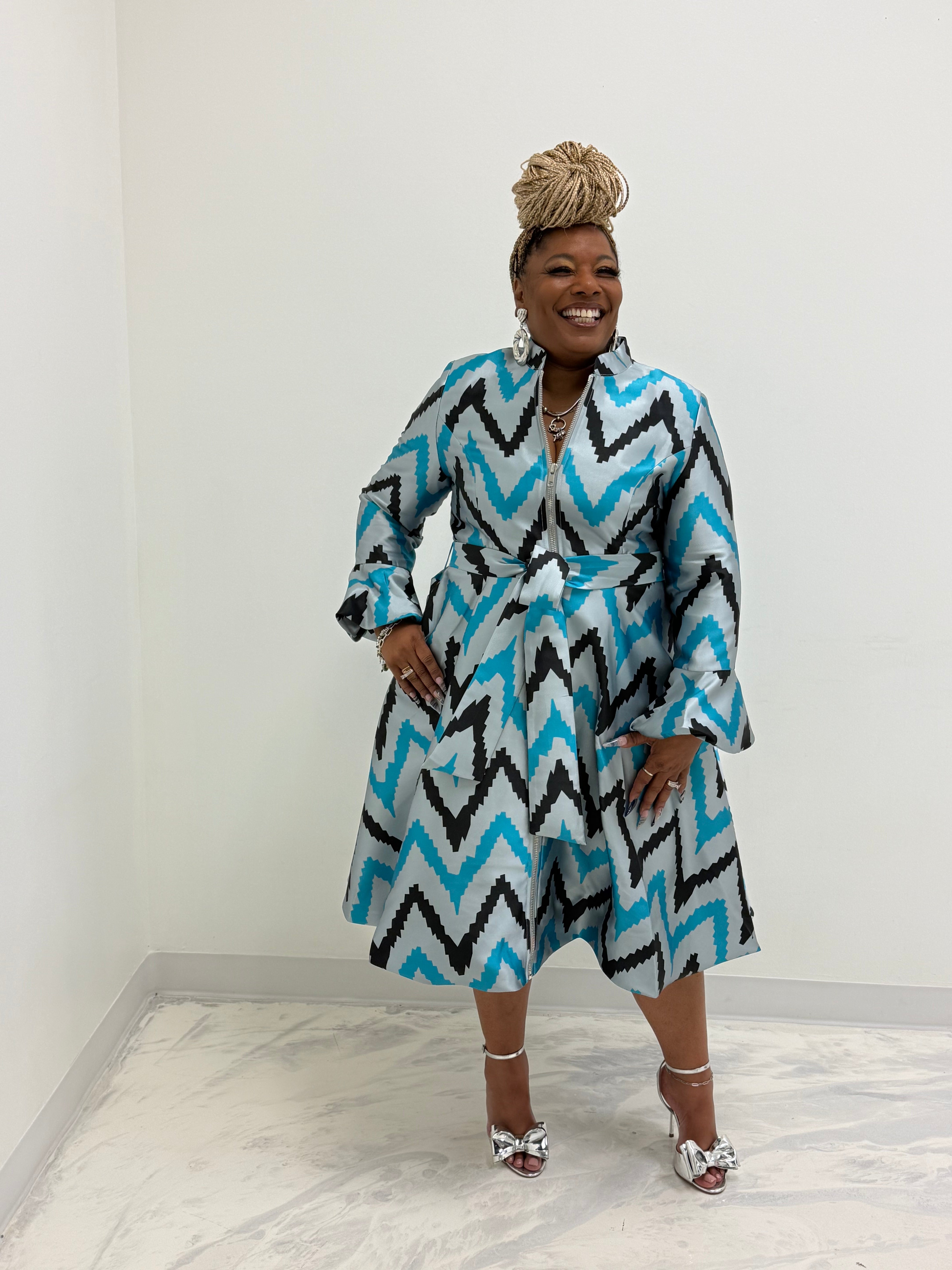 HER Teal/Silver/Black Dress