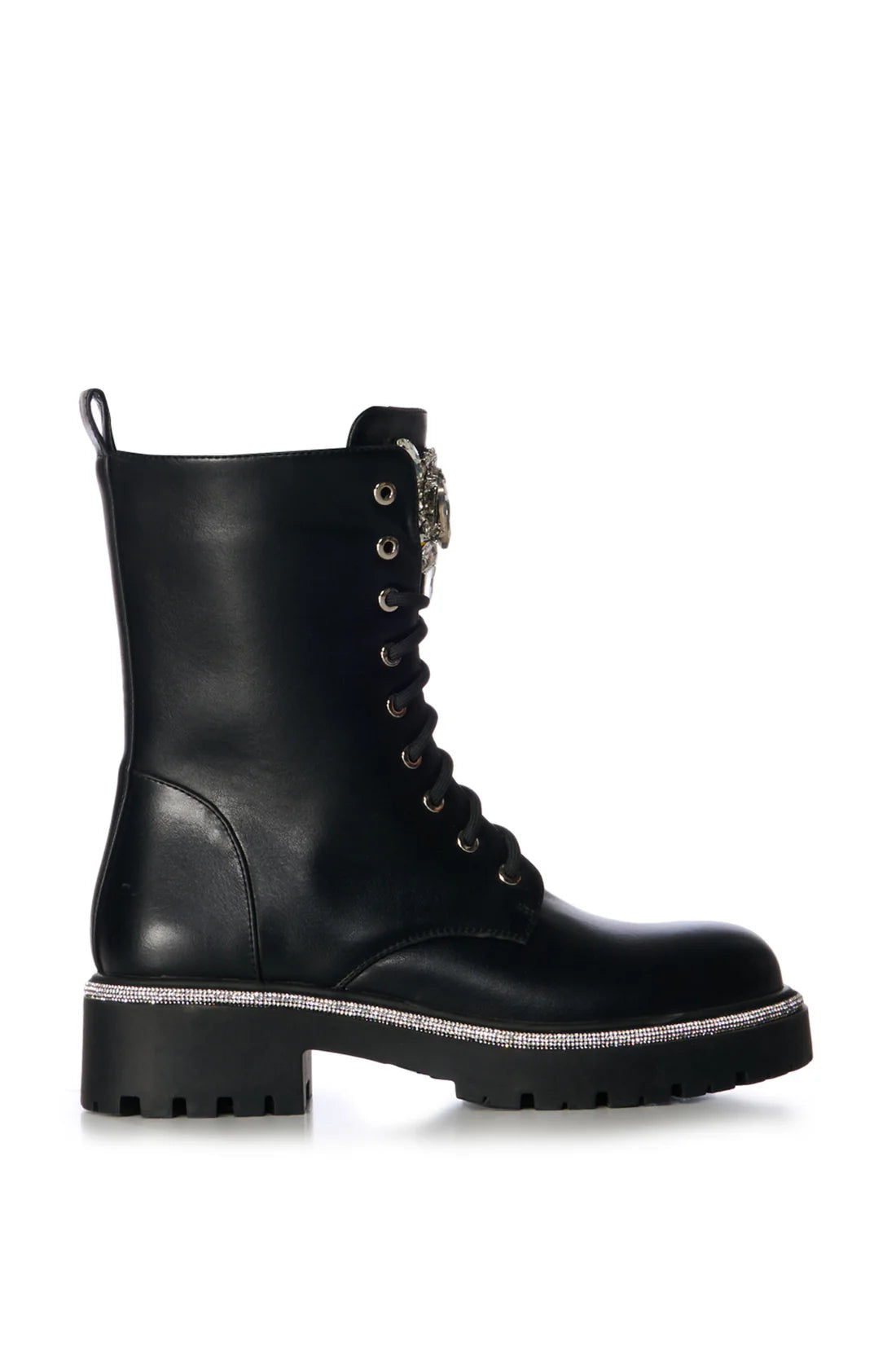HER Black Crystal/RhinestoneCombat Boot