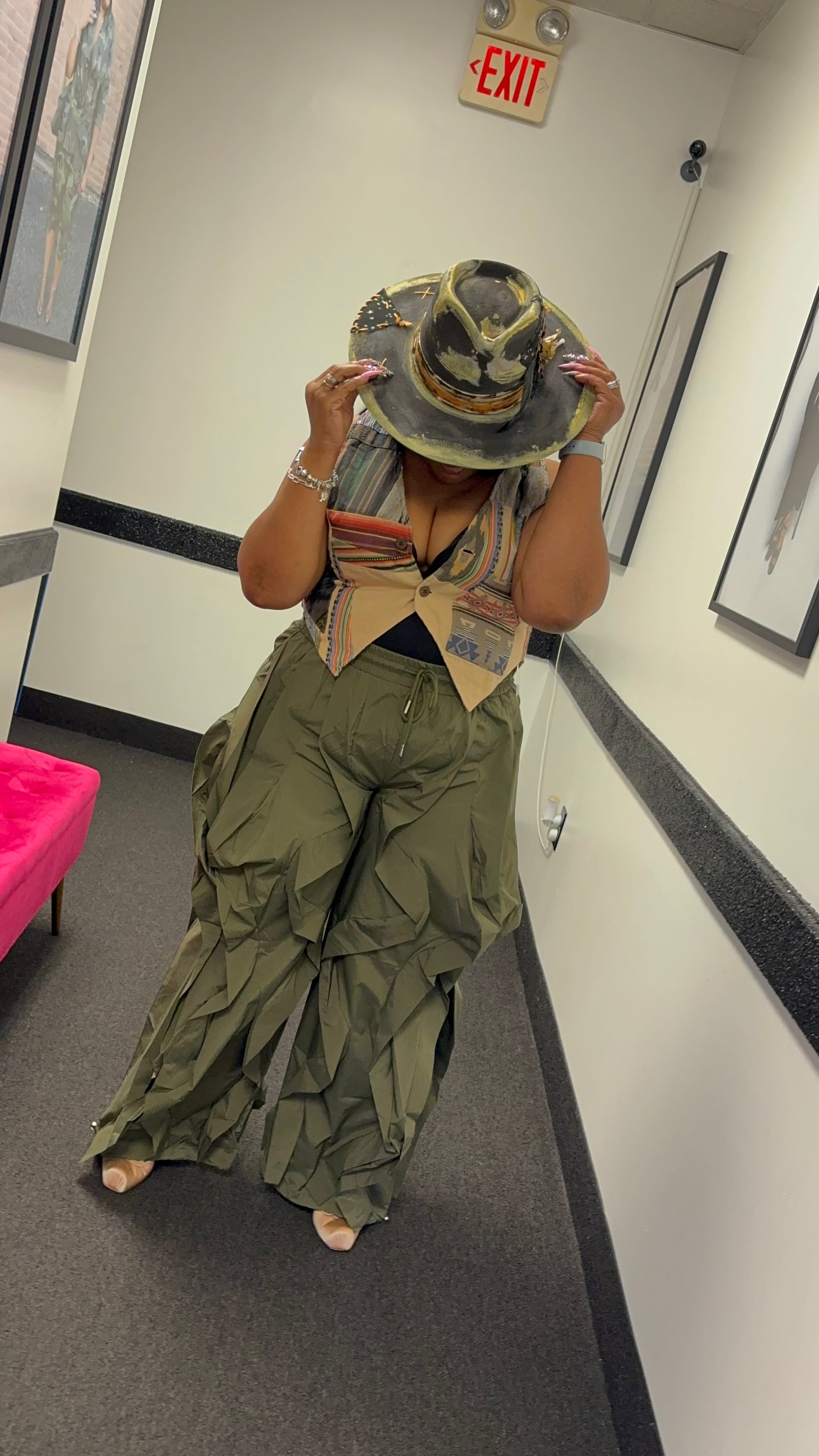 HER Olive Ruffle Drawstring Joggers