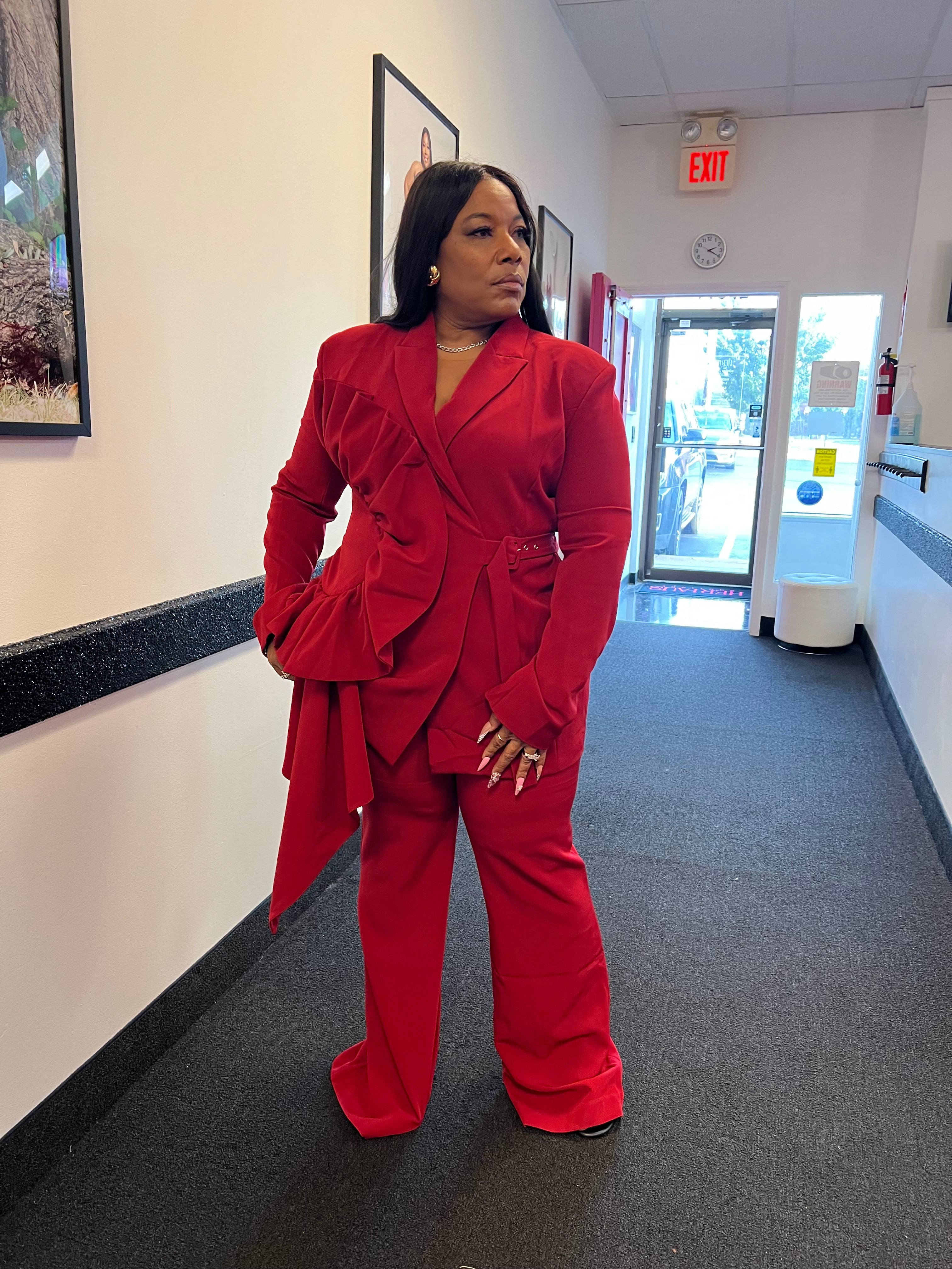 HER Burgundy Power Suit