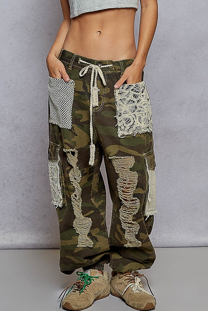 HER Camo Distressed Joggers