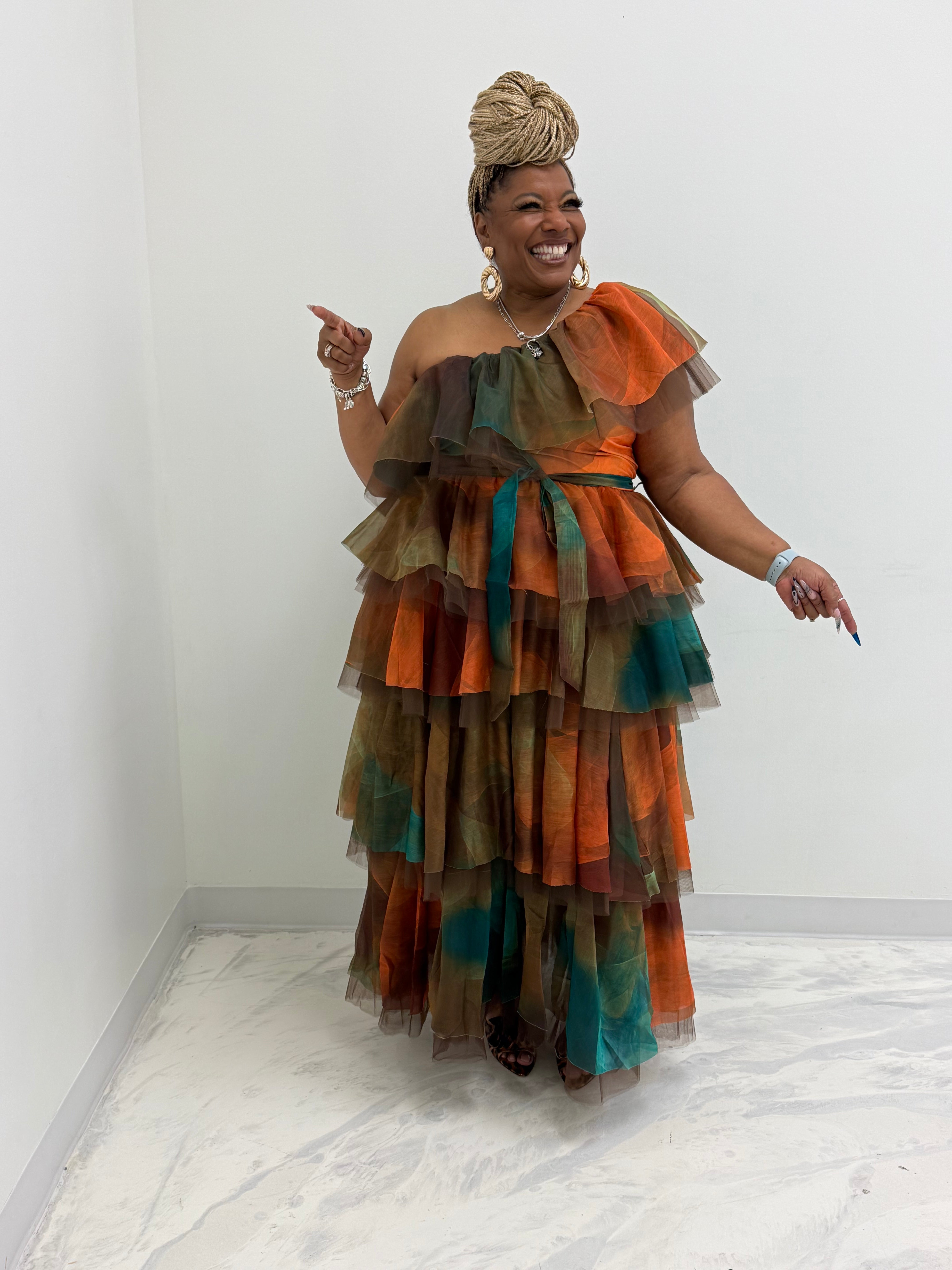 HER Brown/Green Tulle Skirt Set