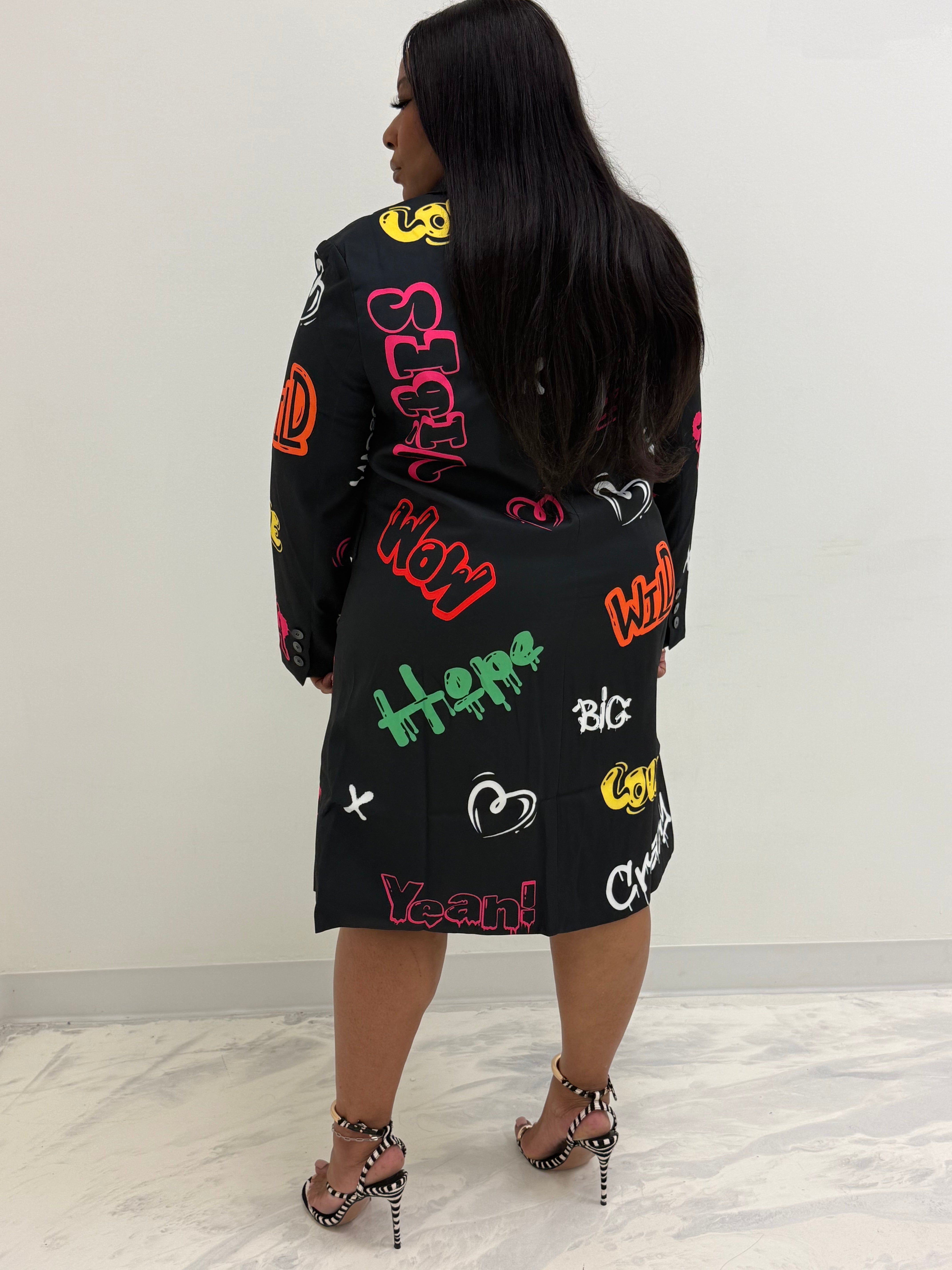 HER Black Graffiti Trench