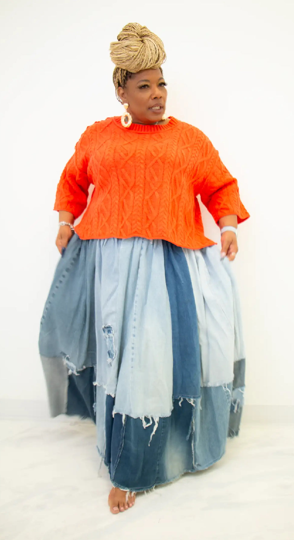 HER Patched Denim Skirt