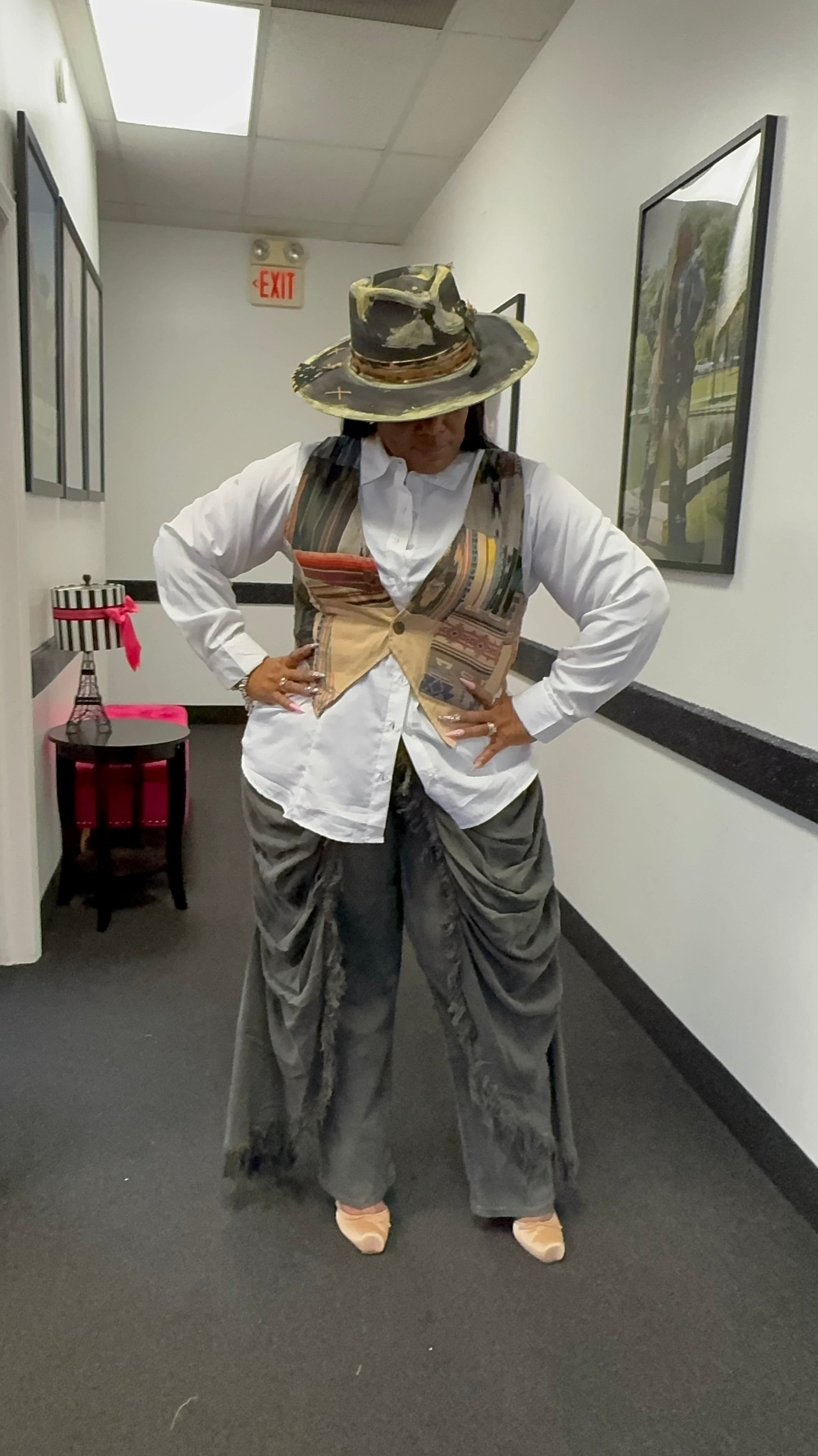 HER Oversized Mixed Print Plaid Vest