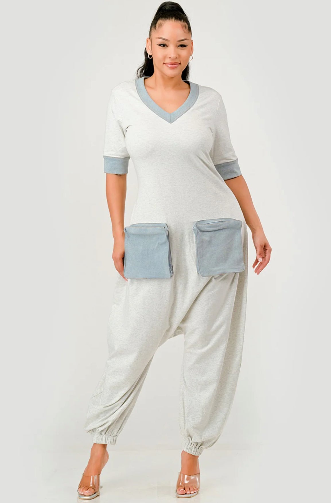 HER Grey Denim Accent Jumper