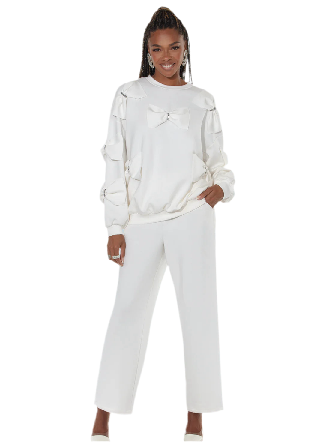 HER Ivory Bow Jogger Set