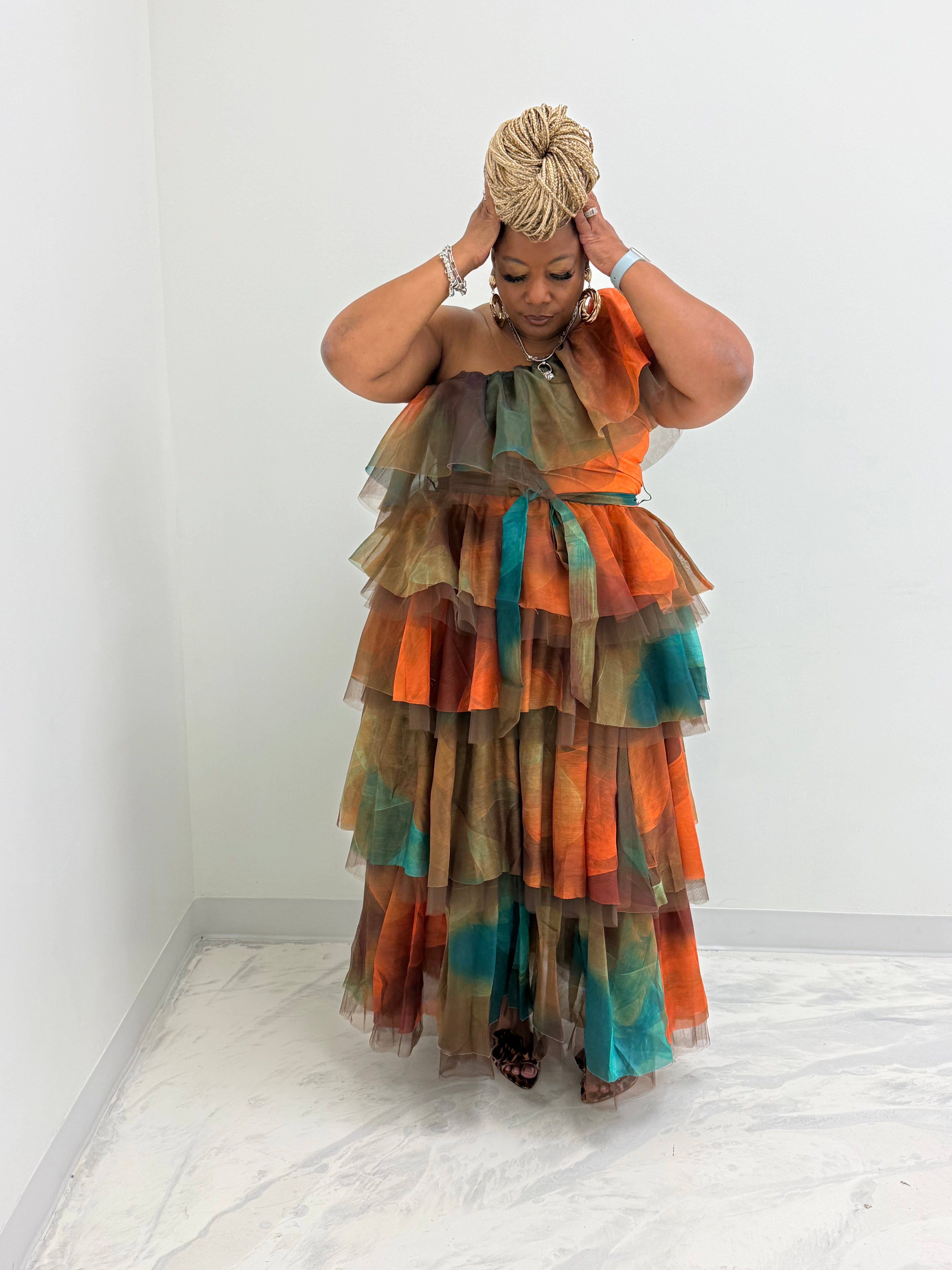 HER Brown/Green Tulle Skirt Set