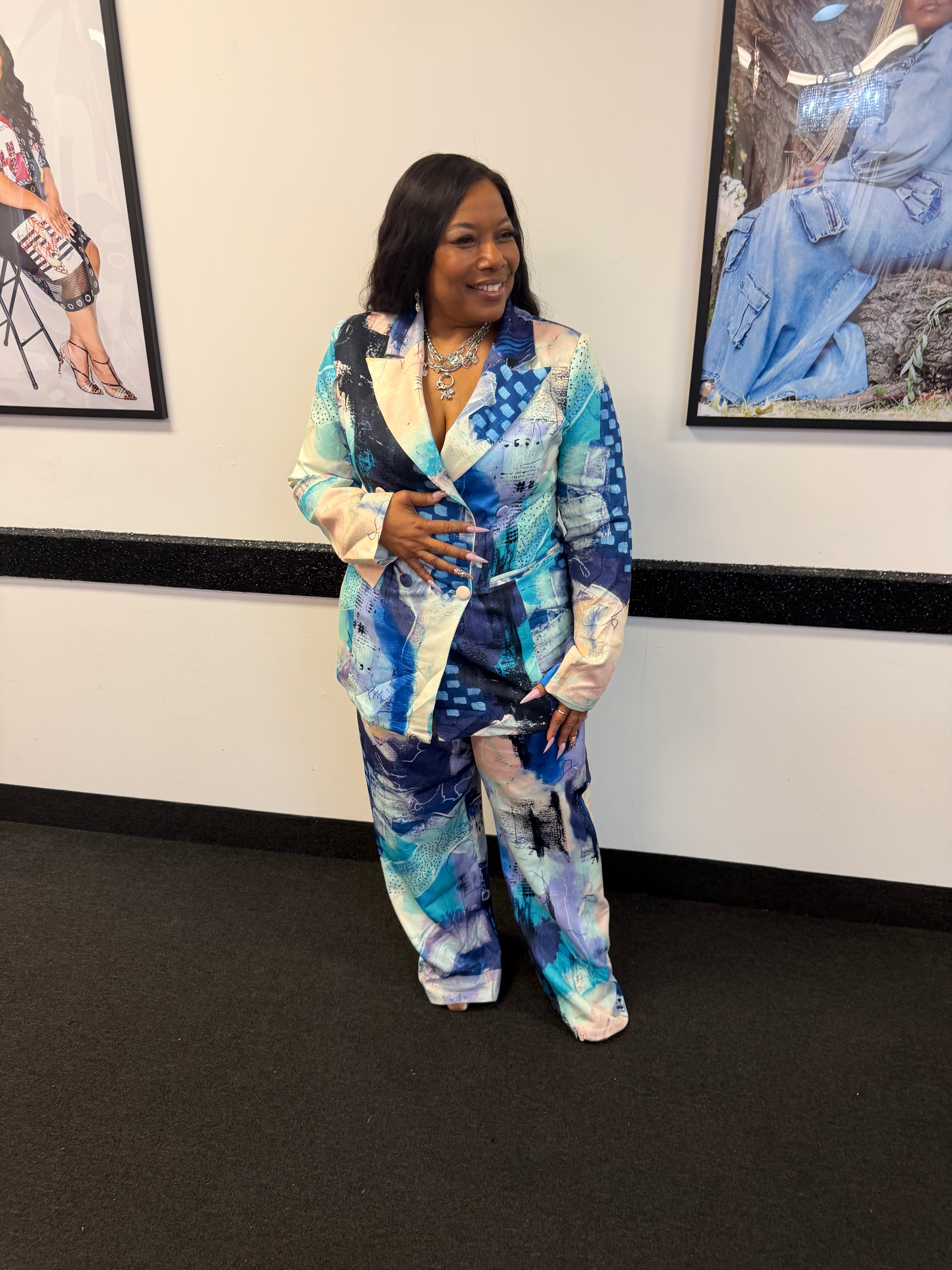 Her 2 Piece Blue Suit