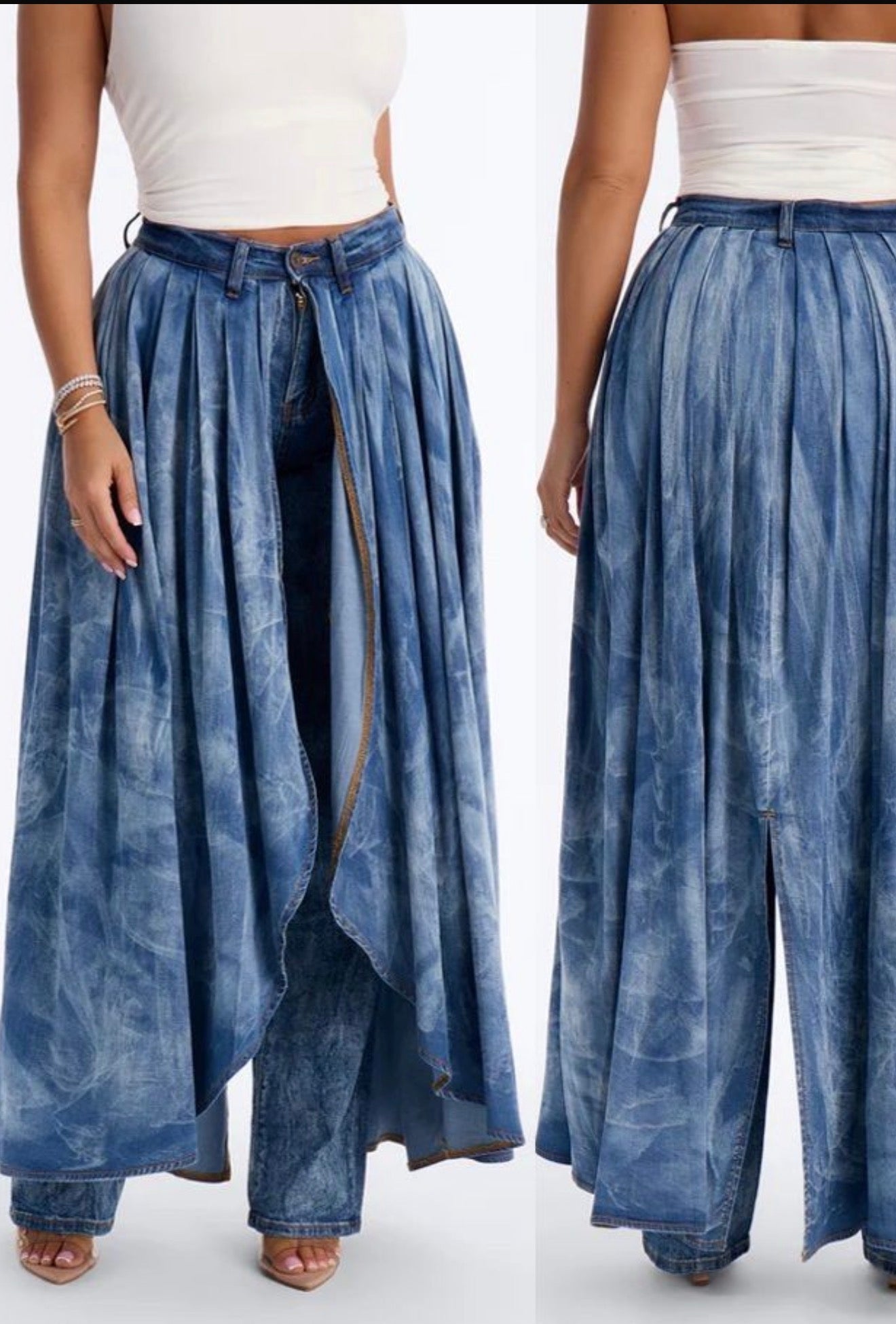 Her Layered Jean Skirt