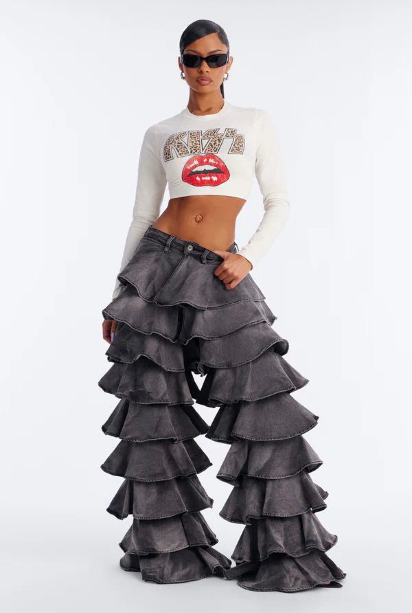 Her Layered Ruffle Jeans