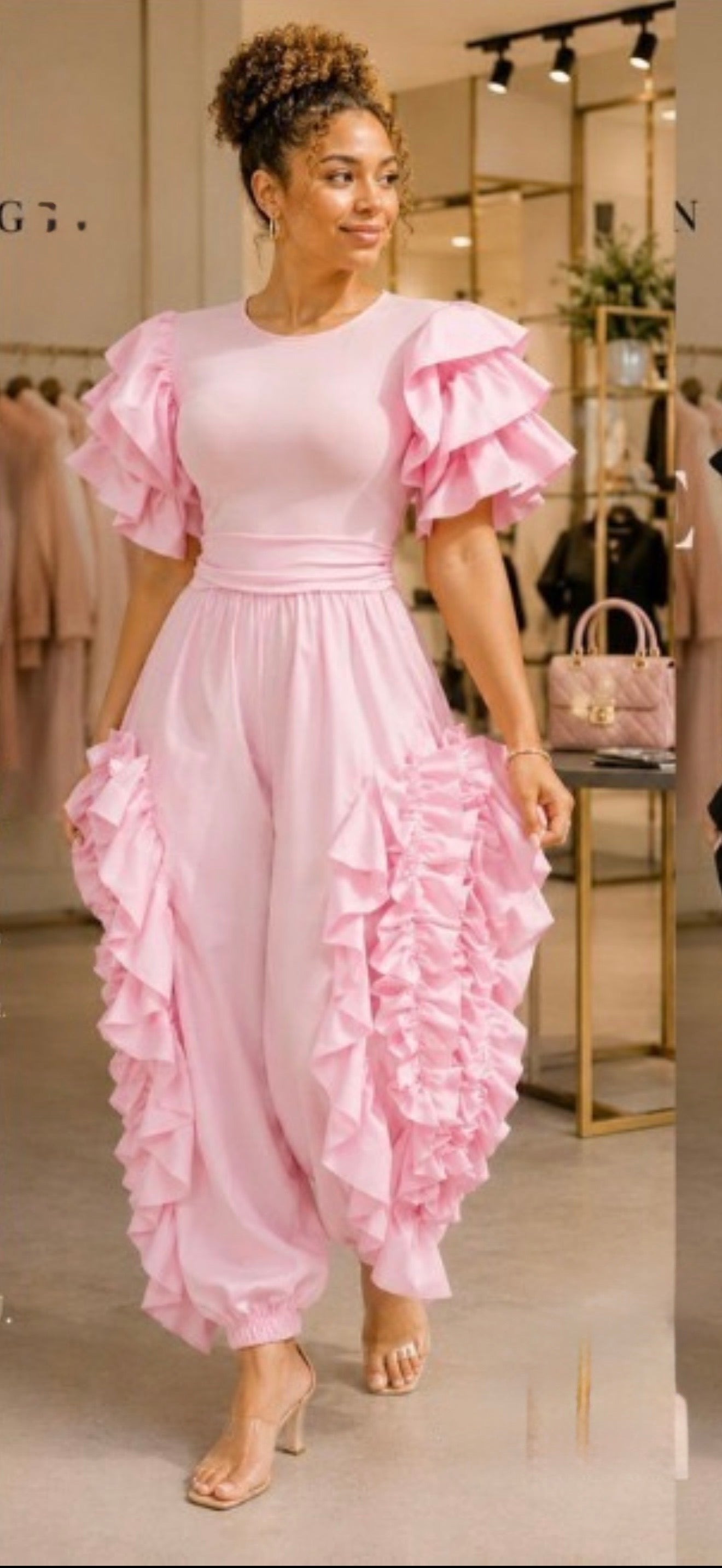 Her Pink Ruffle Jumper